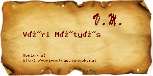 Vári Mátyás névjegykártya